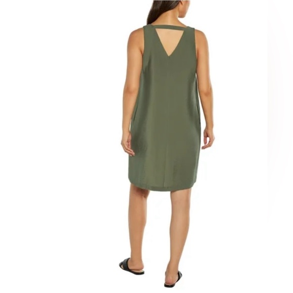 Banana Republic Womens V Neck Sleeveless Dress Olive Green Medium - Picture 3 of 6